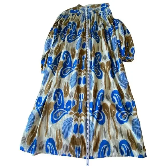 V.DE.VINSTER Kaftan Dress Made in India 100% Cotton Ikat Print Size Medium - Picture 4 of 8